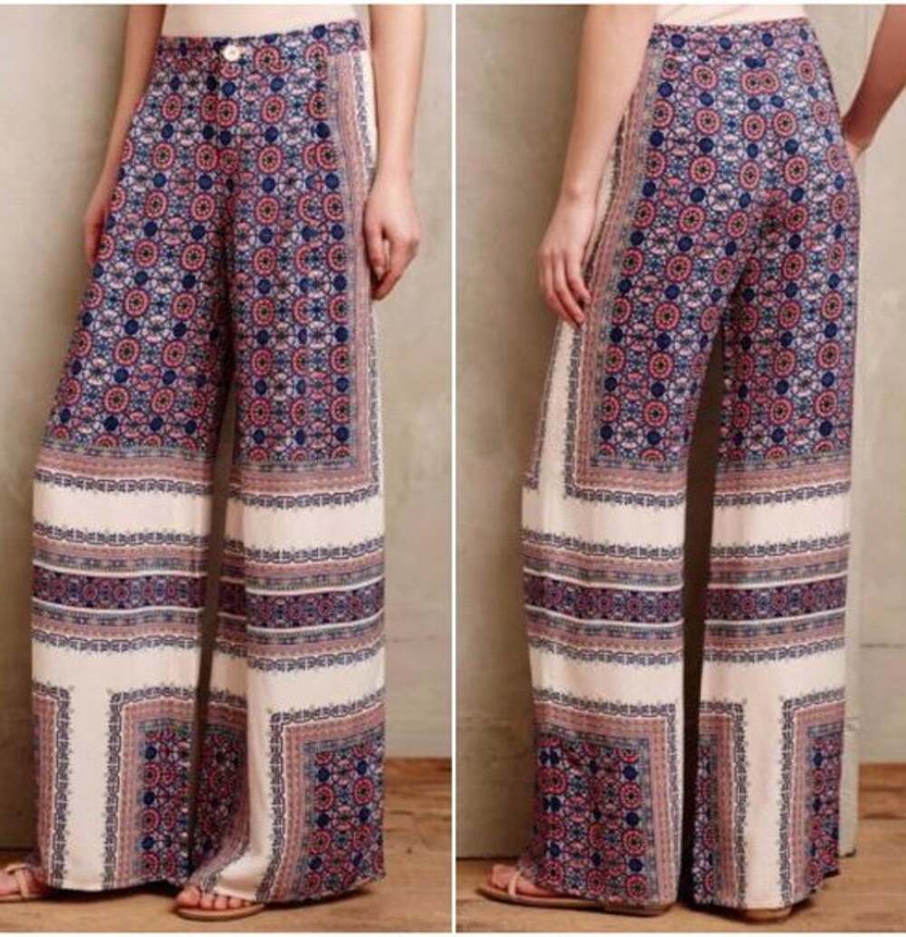 New Anthropologie Yida Printed Wide-Leg Pants by Elevenses Size 4 Geo